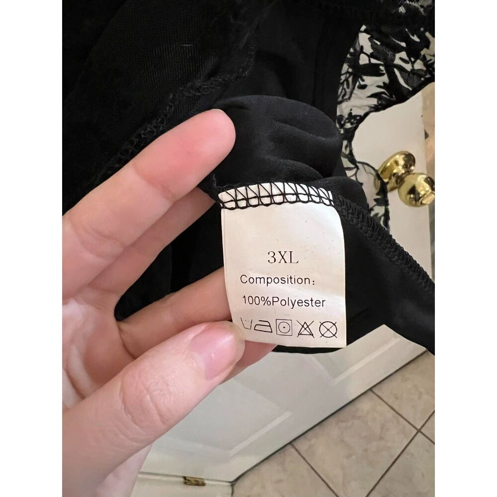 3XL Black Floral Sheer Lined Blouse Bell Sleeve Whimsigoth Witchy Unbranded Boho - Picture 5 of 8